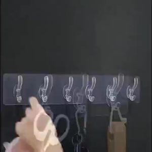 Thanh Treo Đồ Dán Tường 5 Móc Liền Mạch Trong Suốt Siêu dinh