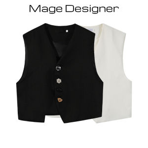 เสื้อกั๊กสั้นแขนกุดสไตล์ฝรั่งเศสสำหรับผู้หญิงในฤดูใบไม้ผลิและฤดูใบไม้ร่วง เสื้อคลุมกันหนาวแบบมีสไตล์และมีเอกลักษณ์เฉพาะตัว