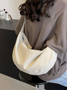 2024 New Nylon Fabric Bag Womens Upscale Summer Crossbody Dumpling Bag Large Capacity Single Shoulder Tote Bag Pure Color