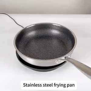 LILIER 304Stainless Steel Honeycomb Frying Pan NonStick Pan Steak Cooking Home & Restaurent Cookware Shall