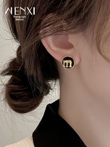 WENXI | Hoa tai đính đá resin đen