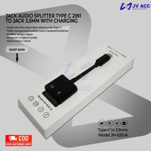 JH020A JACK AUDIO SPLITTER TYPE C 2IN1 TO JACK 3.5MM WITH CHARGING