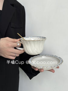 Limited Edition High-End Orange Ceramic Coffee Cup Set for Afternoon Tea Vintage French Style Coffee Cups Gift