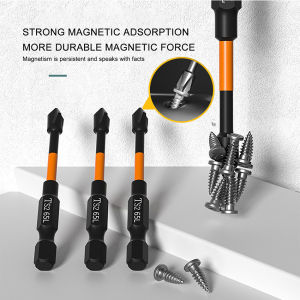 ชูดไขควงไฟฟ้าสกรูสีดำ 50-70 มม หัวแม่เหล็กแรงกระแทกข้าม Mata Bor Tangan ความแข็งสูง
