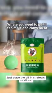 40Pcs Japan Rat Repellent Balls Powerful Mouse Repellent Ball Non-Toxic Cockroach Insect Ants Rat killer Ball Effectively Repel Rats Pills Kitchen Living Warehouse Home Repellent Mothballs