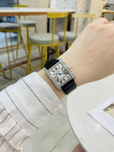Rectangular Diamond Embedded Leather Strap Womens Watch Simple Roman Retro High Aesthetic Value Brand Domestic Quartz Movement