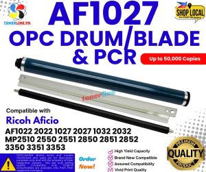 Primary Charge Roller PCR + Blade +OPC Drum Compatible and For Use in Aficio MP2550 MP2851 MP4000 MP5000 AF2027