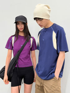 Cooling Antibacterial Breathable Short Sleeve T-Shirt Mens American Style Roaringwild Arch Patchwork Casual Cotton Blend Tee