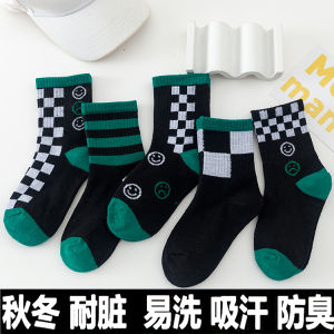 ถุงเท้าเด็ก 5 คู่ท่อกลางหลอดยาว มีสไตล์ สีดำ สีขาว ลายสก็อต เด็กทารก ชายหญิง Four Seasons ถุงเท้าสบายสากล