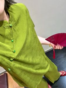 QINGNAER | Elegant Chinese Style Luxury Plus Size Womens Shirt