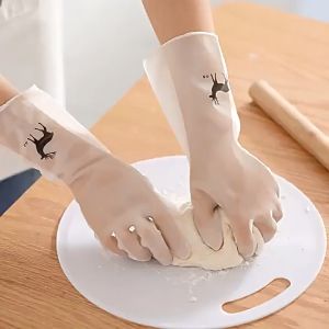 PVC Translucent Rubber Gloves Flexible Soft Anti-slip Reusable Waterproof Hands Care Dishwashing Cleaning Housework Kitchen Household Use