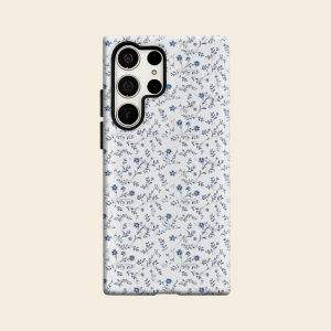 Blue and White Porcelain Floral Luxury Fashion Full Lens Protective Case for Samsung Galaxy S26 S25 S24 A56 A36 Plus Ultra