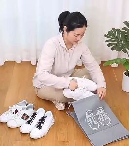 Goodluck Shoe Bag Portable Drawstring Shoe Bag Transparent Travel Large Shoe Bag