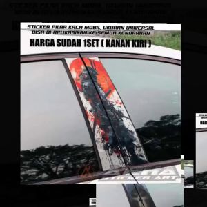 Stiker Pilar Pintu Mobil Tema Samurai & Skull Tengkorak