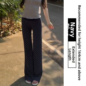 LANMENGYA | Navy Dots Small Figure Tapered Wide Leg Pants