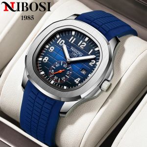 NIBOSI Nam Cao Cấp Chống Thấm Nước Kỹ Thuật Số Đồng Hồ Thạch Anh Dạ Quang Dây Silicon Thông Thường Hiển Thị Ngày Đồng Hồ Bấm Giờ Chống Sốc Reloj Hombre