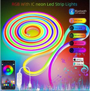 ✨【Ready Stock】 + Free Shipping✨ Smart Bluetooth RGBIC Neon Led Strip 1/2/3M DC5V Waterproof Dream RGB IC Full Color Chasing Led Neon light Music SyncRoom Decor