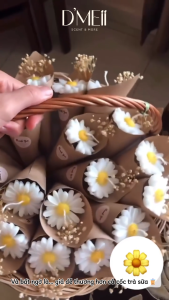 Bó hoa cúc nến thơm Dmeii nến thơm mini xinh xắn quà tặng người yêu decor nhà cửa xinh