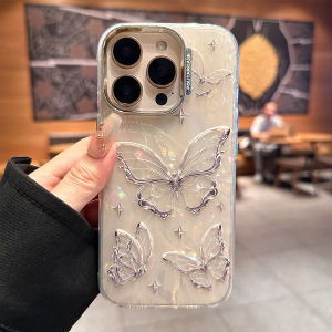 Butterfly Shell Pattern iPhone Case Girl Style Protective Cover Personality Apple 16Promax Shell Acrylic Anti-Fall Eco-Friendly