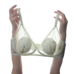 บางเฉียบ ลูกไม้ French Triangle Cup Bra ผู้หญิง ฤดูร้อน สไตล์ไม่มีแหวนเหล็ก Cool Sensation ไม่มีรอยต่อกระต่ายหูถ้วย Bra