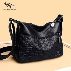 กระเป๋าสะพายข้างหนังวัวขนาดใหญ่สำหรับผู้หญิง กระเป๋าสะพายข้างแบบสะพายไหล่ข้างเดียว กระเป๋าสะพายข้างแบบลำลองสำหรับคุณแม่วัยกลางคน