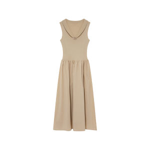 XXNING | French Style Contrast Collar Crochet Long Dress