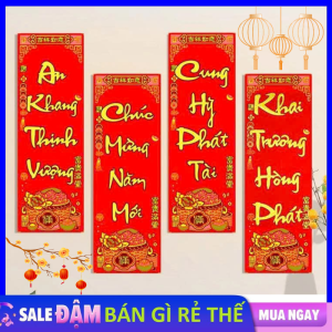 Decal Liễn Nhung 3D Trang Trí Tết Cao Cấp – Khánh Liễn Đỏ Dán Cửa Decor Ngày Tết  Bộ Câu Đối Chúc Tết May Mắn / Khánh Đỏ Khắc Chữ Siêu Đẹp Mừng Xuân Tài Lộc - Dải Liễng Dán Tường Năm Mới