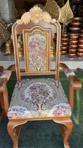 เก้าอี้หลุยส์ เก้าอี้แกะสลัก ลายดอกไม้ ไม้สักทอง เก้าอี้ประธาน เก้าอี้รับรอง เก้าอี้ไม้สัก เก้าอี้รับแขก  เก้าอี้ท้าวแขน พนักพิงลายไทยสีทอง
