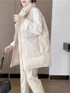 Loose Womens down Cotton Vest 2025 Autumn Winter New Style Korean Version Middle Length Jacket Versatile Large Size Coat