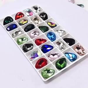 EQIANAO 100 Chiếc Trong Suốt Hình Giọt Nước Nhọn Lưng Ren Thủy Tinh Pha Lê Tự Làm Trang Sức Móng Tay Nghệ Thuật Áo Cưới Giày Quần Áo Trang Trí