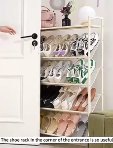 Iron Mesh Slant Shoe Rack Ultra-thin Multi-layer Shoe Storage Organizer Narrow Shoe Rack Compact Thin Shoe Rack For Small Spaces