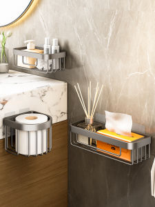 Bathroom Toilet Paper Holder Rack No Drilling Toilet Tissue Box Stand Roll Paper Holder Wall Mounted Toilet Paper Storage Box