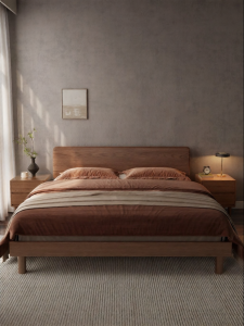 DONGMU | Modern Minimalist Main Bedroom Solid Wood Bed 1.8m