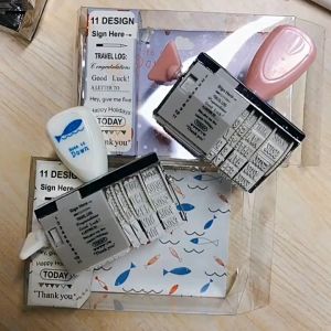 Portable Roller Stamp Words Date Seal Inkpad Diy Scrapbooking Card Making Craft for Home Decoration