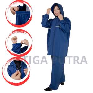Setelan jas hujan bahan PVC 025 anti rembes