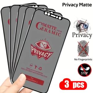 TAOYUNXI | 3Pcs Matte Ceramic Privacy Film For iPhone 16 17 Pro Max 16 15 11 14 Plus 12 13 8 7 Plus SE XR X XS Anti Spy Screen Protector