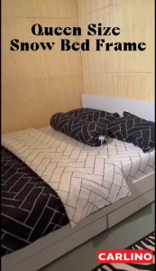 MR.CARLINO : SNOW SERIES  เตียง เตียงควีนไซส์ เตียง 5ฟุต เตียงไม้ เตียงพร้อมหัวเตียง (QUEEN SIZE WOODEN BED FRAME WITH HEADBOARD 5FT.) เตียงไม้ 5 ฟุต - Lazada