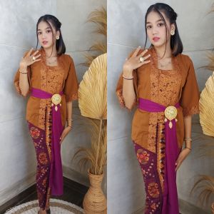 Kanaya - Baju Kebaya Brokat SETELAN Kebaya BILLIE SIFON BROKAT dan Rok LYCRA BATIK PANJANG Kebaya Bali Modern
