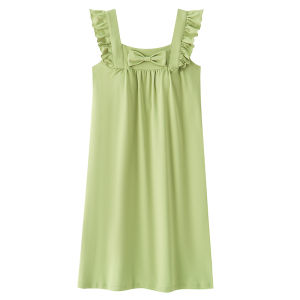 Váy ngủ nữ MiiOW bằng cotton không tay cổ chữ Vuông màu xanh - mùa hè 2025