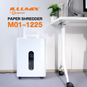 ใหม่! ILLUMIX เครื่องทำลายเอกสาร เครื่องย่อยกระดาษ พลังสูง เครื่องทำลายกระดาษ เงียบราวเสียงกระซิบในห้องสมุด M01-1225 (2 Pin Plug)