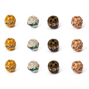 20pcs Metal Plated Crystal Rhinestone Round Ball Spacer Loose Beads For Jewelry Making DIY Bracelet Necklace Handmade Accessories