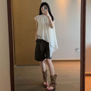 CHANGTONG | Unique Design Irregular Chiffon Blouse