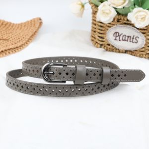 Womens Leather Belt Fashionable Narrow Belt with Cutout Design