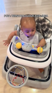 BEIGE Walker Bayi 2in1 Mobil Anak Alat Bantu Jalan Bayi Bisa Dilipat Portabel Usia 6-24 Bulan