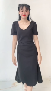 Summer Korean midi dress fitted black dress plus size dress for woman formal dress elegant dress