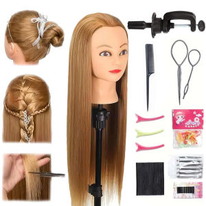 ยาวตรงผม Mannequin HEAD สําหรับ DIY Braid จัดแต่งทรงผม Practice Cosmetology Manikin ตุ๊กตาหัว Hairdressing เครื่องมือ