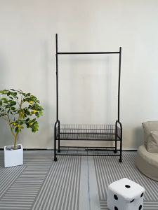 ราวแขวนผ้า 360องศา ยกเลิกหมุน ชั้นวาง เสาแขวนกระเป๋า ล้อเลื่อน ราวตากผ้า BMZAR