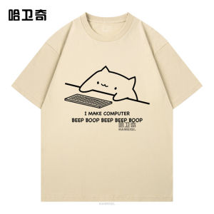 Áo Thun Cotton in Hình Mèo IT Mùa Hè Thường Ngày Thoáng Khí Dáng Rộng Tay Ngắn in Hình Chơi Game Thoải Mái Cho Nam Và Nữ