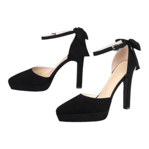 เรียบหรู รองเท้าส้นสูง ผู้หญิง สายคล้อง แสดงรองเท้าแพลตฟอร์มกันน้ําธง เดรส รองเท้าแตะปากบางหัวเข็มขัด Pigskin Low Cut กาวแท่ง