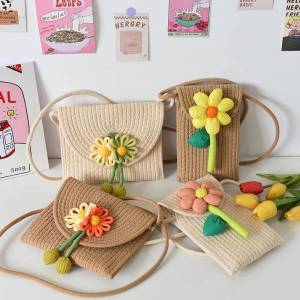 Túi Đeo Chéo Đan Hoa Dễ Thương Túi Đeo Vai Đơn Thời Trang Mùa Hè Túi Đi Biển Nhỏ Mới Túi Điện Thoại Di Động Túi Đeo Chéo Đan Hoa